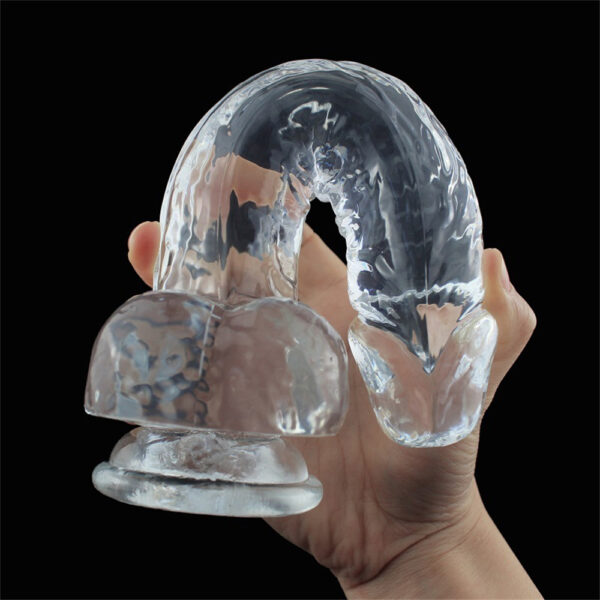 Фалоімітатор напівпрозорий з мошонкою Crystal Pleasure - Зображення 4